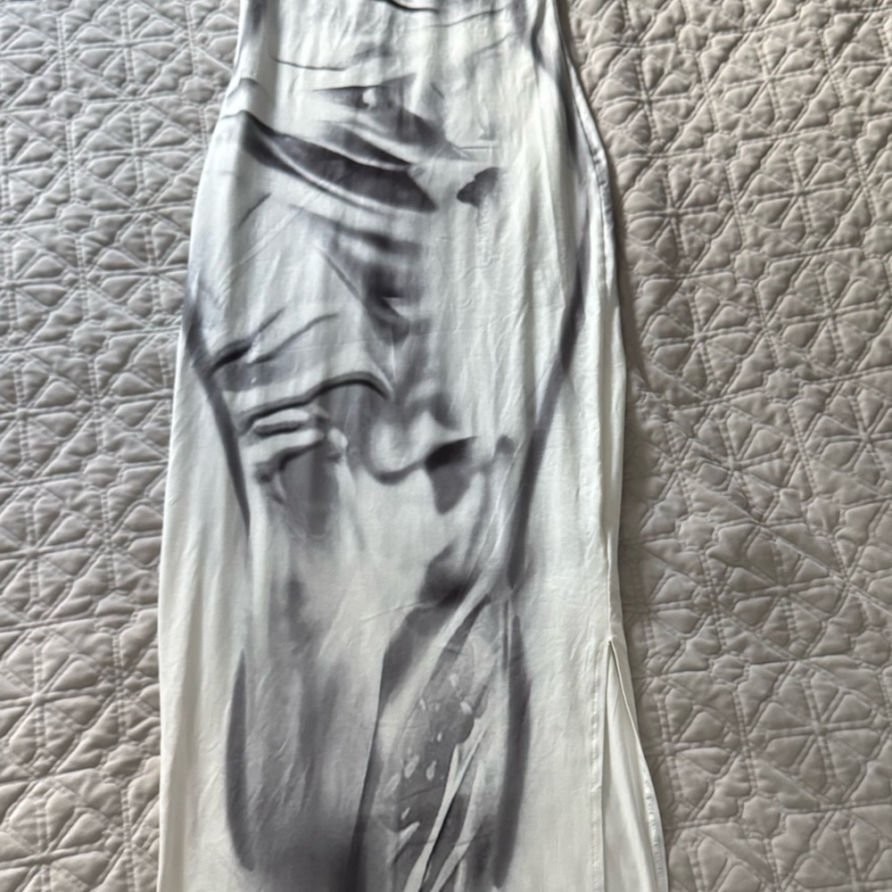 Abstract Black and White Maxi Dress